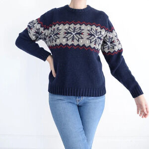 Vintage Sonoma Navy Knit Crewneck Sweater Size  Large